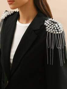 Fashionable Retro Gold Tassel Epaulet, Rhinestone Metal Rivet, Hip Hop Rock Bar Nightclub Singer Shoulder Strap, Unisex Suit Performance Accessory