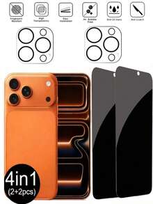 4-In-1 Tempered Glass Privacy Screen Protector (2 Pcs) + Lens Protector (2 Pcs), Anti-Spy, Compatible With IPhone 13/14/15/16/17 Plus Pro Max & 17 Air 16e Series – A Fashionable Phone Accessory With Upgraded Protection. The Perfect Holiday Gift, Screen Privacy, Modern Accessory, Stylish Protector, High-Quality Film, Smooth Surface, Privacy Filter, Gift Buyer, And Tech Enthusiast. - Black - View 20