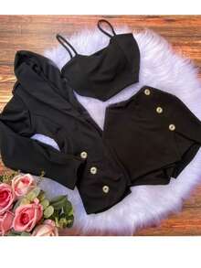 Women's Winter Hooded Sets Tracksuit Fashion Blogger Cold Weather Look - 黑色 - 查看 5