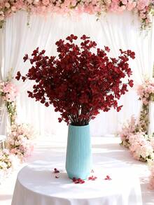 1pc High Branch Synthetic Flower Apple Flower Fake Flower Wedding Decoration And Party Item - Burgundy - View 4