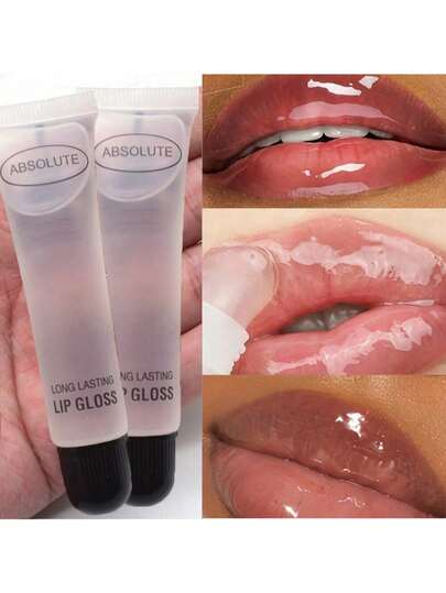 6 piezas/2 piezas/1 pieza Brillo de labios transparente - Aceites con vitamina E y aceites esenciales, tubos transparentes con sabor, aceite hidratante con brillo, humectante.