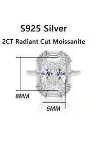 1pc Women's Wedding Ring, Sparkling Elegant Ring, 2.4g 925 Sterling Silver, 2 Carat Moissanite, Bohemian Palace Style, Luxury Engagement/Wedding/Anniversary/Valentine's Day Gift, Comes With Moissanite Certificate And Exquisite Gift Box - Silver - View 3