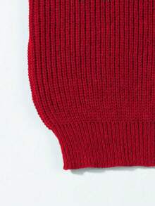 Áo len dệt kim dáng rộng, nhẹ nhàng, thiết kế tối giản, cổ tròn, thích hợp cho mùa thu/đông. - Màu Hoa hồng đỏ - Xem 7