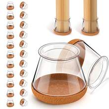 16/24 件硅胶椅腿地板保护垫，适用于硬木地板的椅子滑块，加厚边缘包裹毛毡家具垫椅套透明，保护地板和桌椅腿，减少噪音