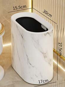 1 件经典大理石纹浴室超薄垃圾桶，脚踏板设计，适用于客厅、厨房、浴室等狭窄空间 - 彩色 - 查看 6