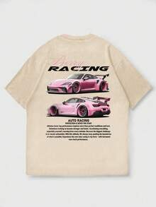 Camiseta de manga corta con estampado de elementos de la cultura de carreras, versátil y de moda para hombres Zrgoth - Albaricoque - Ver 6
