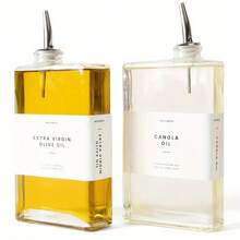 Olive Oil Dispenser For Kitchen, Oil And Vinegar Dispenser Set, Glass Olive Oil Dispenser Bottle, Soy Sauce Dispenser, Coffee Syrup Bottles | Set Of 2 - Silver Oil Dispenser Father Gift, Family Dinner Supplies, Christmas Party Supplies - 銀色 - 查看 1