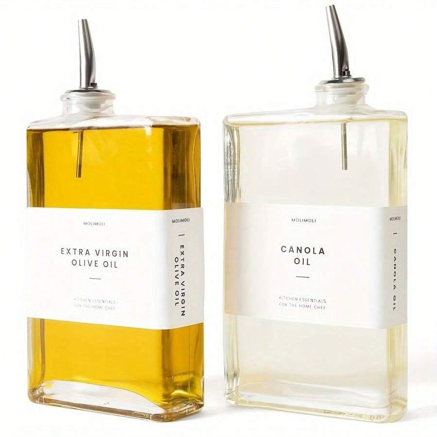 Olive Oil Dispenser For Kitchen, Oil And Vinegar Dispenser Set, Glass Olive Oil Dispenser Bottle, Soy Sauce Dispenser, Coffee Syrup Bottles | Set Of 2 - Silver Oil Dispenser Father Gift, Family Dinner Supplies, Christmas Party Supplies - 銀色 - 查看 1