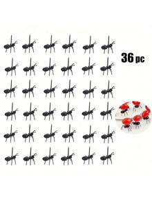 6/24/36/60pcs Reusable Ant Shaped Toothpick/Fruit Dessert Fork, Snack Cake Appetizer Animal Forks, Party Fruit Picks Made Of Plastic Toothpicks - Black - View 10