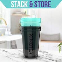 2 Pack 20oz Shaker Bottles With Stainless Steel Balls Leakproof Odor Resistant For Protein Smoothies Gym Travel Halloween Fitness Gift - 黑色/綠松石色 - 查看 5