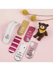 Simpeak 12 Piezas Separadores de Libros Marcadores Magnéticos, Bonitos Marcadores PáMagnéticos, Clips PáMagnéticos, Marcadores para Estudiantes Oficina Papelería Lectura, Cuadro - palabra - Ver 7