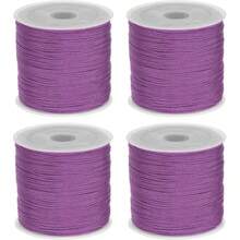 4 Rolls 50m/1968inch Silky Satin Cord Nylon String 0.8 Mm Chinese Knotting Cord, Nylon Beading Thread For Bracelets, Necklaces, Wind Chime, Macrame Crafts, Drawstring Bags, Multicolor Beading String(Random P)