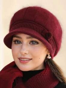 1/2/3 set da donna in moda, cappello in maglia e finta pelliccia, sciarpa e guanti, con decorazioni a pompon e fiori, cappello basco lavorato a maglia caldo, cappelli invernali antivento con sciarpa scalda collo e accessori guanti, regalo di San Valentino - Multicolore - Visualizzare 18