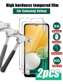 2 piezas de protector de pantalla de vidrio templado compatible con Samsung - Dureza 9H, anti-arañazos, a prueba de huellas dactilares, resistente al agua, recubrimiento resistente al aceite, compatible con Samsung Galaxy S20 FE/Galaxy S21 FE/Galaxy S23 FE/Galaxy S24 FE/Galaxy A02/A02S