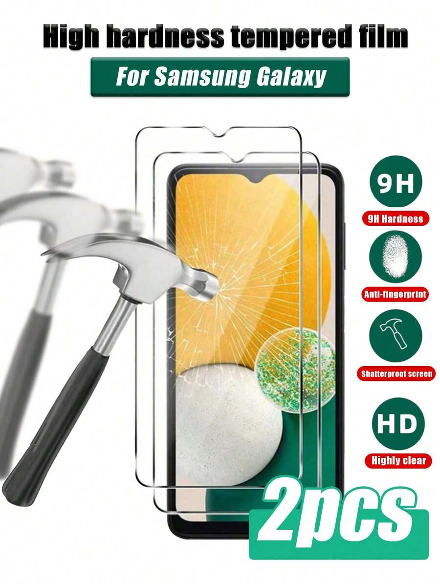 2 piezas de protector de pantalla de vidrio templado compatible con Samsung - Dureza 9H, anti-arañazos, a prueba de huellas dactilares, resistente al agua, recubrimiento resistente al aceite, compatible con Samsung Galaxy S20 FE/Galaxy S21 FE/Galaxy S23 FE/Galaxy S24 FE/Galaxy A02/A02S