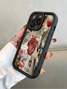 Anatomy A Printed 2D Pattern Popular Creative High-End Beautiful And Fashionable Commuting Personality Style Suitable For Elders, Friends, Family, Lovers, Your Own Birthday Gifts, Holiday Gifts, Black Matte Smooth Ladder Feel Full Protection Dustproof And Waterproof Shell,Compatible With IPhone 16/15/14/13/12/11/Pro/ProMax And Galaxy S Series. - 黑色 - 查看 3