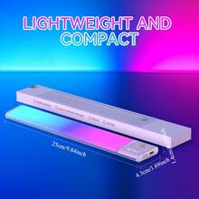 ضوء خزانة مغناطيسي قابل للشحن بمنفذ USB من سبيكة الألومنيوم، ضوء ليلي بمستشعر حركة RGB، وضعي إضاءة ملونة وإضاءة دافئة، قابل للتعتيم، مناسب لإضاءة غرفة النوم والمطبخ والممرات