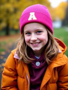 1 buc Căciulă tricotată pentru copii cu litere A-Z, căciulă tricotată caldă de culoare solidă, potrivită pentru băieți și fete, potrivită pentru uz în aer liber și zilnic - Roz fierbinte - Vizualizare 4