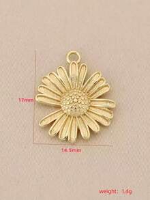 3pcs/10pcs Set Fashionable DIY Semi-Finished Jewelry Accessories, Exquisite Sunflower Pendant, 18K Gold Plated Copper, Versatile Minimalist Design, Suitable For Any Jewelry - Sunflower Pendant - View 3