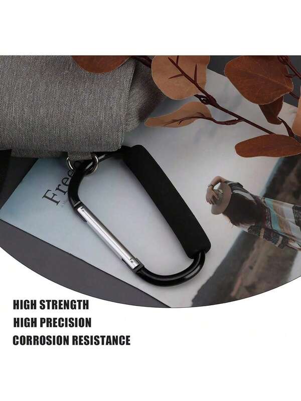 Ganchos para Carriola, Mosquetón Carrito para Bolso, Herramienta Multiusos, Gancho a Presión, Stroller Hook para Bolsas, Pañaleras, Biberones, Sillas Ruedas pañaleras yás Carabiner Hook (Negro)