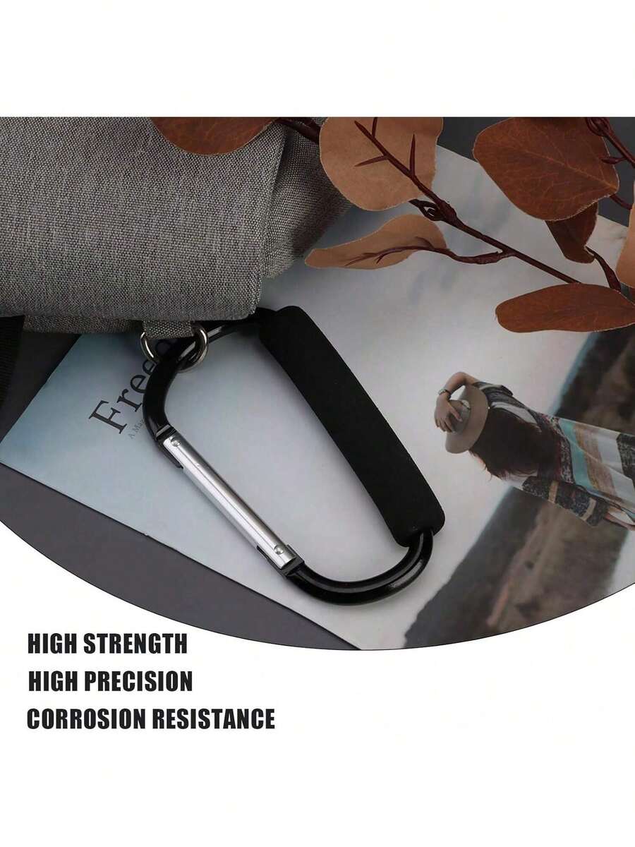 Ganchos para Carriola, Mosquetón Carrito para Bolso, Herramienta Multiusos, Gancho a Presión, Stroller Hook para Bolsas, Pañaleras, Biberones, Sillas Ruedas pañaleras yás Carabiner Hook (Negro) - 1 - Ver 1