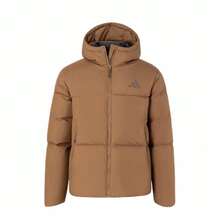 Chaqueta con capucha acolchada y ligera Adidas, cuello de tecnología cálida, resistente al viento, unisex - marrón claro - Ver 3