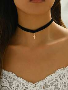 1pc Fashionable Minimalist Elegant Sexy Versatile Single Layer Red Choker Necklace Suitable For Women, For Holiday And Daily Wear - Red - View 8