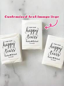 1/3/5/10/20 Pack Customized Wedding Napkins, Customizable Text/Logo/Image/Photo/Flag; Bride Gift, Wedding Guest Favors, Party/Business Customized Napkins/National Day Gathering, Personalized Napkin Set + Label, Tear-Resistant Small Packaging, Suitable For Parties, Outdoor Activities, Gatherings, Also For Halloween/Thanksgiving And Other Occasions. - Multicolor - View 2