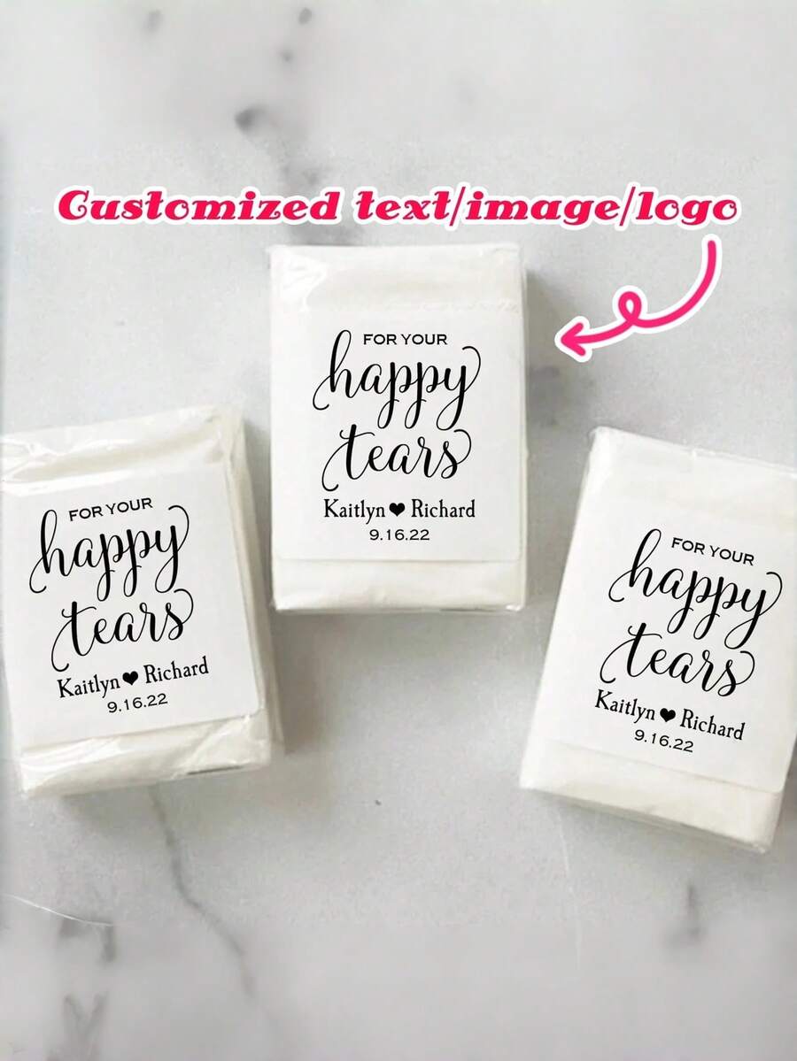 1/3/5/10/20 Pack Customized Wedding Napkins, Customizable Text/Logo/Image/Photo/Flag; Bride Gift, Wedding Guest Favors, Party/Business Customized Napkins/National Day Gathering, Personalized Napkin Set + Label, Tear-Resistant Small Packaging, Suitable For Parties, Outdoor Activities, Gatherings, Also For Halloween/Thanksgiving And Other Occasions.