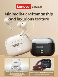 Lenovo 联想 LE221 极简无线耳机，具有被动降噪功能，HIFI 高品质音频，带麦克风的清晰通话，低延迟，长电池寿命，适用于游戏、音乐、运动，兼容智能手机和电脑 - 白色 - 查看 5