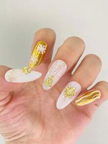 TSZS 120 pezzi/Scatola Decorazioni per unghie a forma di fiocco di neve natalizie, bellissimi accessori fai-da-te per unghie a forma di fiocco di neve invernale