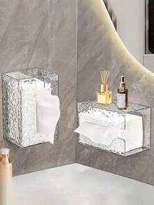 Glacier Pattern Wall-Mounted Tissue Box, Creative Glacier Pattern Tissue Holder, Luxury Style Facial Tissue Storage Box - Transparent - View 10