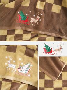 QIBHI 3/2/1 pieza Toalla de baño/toalla de mano decorativa con bordado de ciervos con tablero de ajedrez navideño, regalo de Navidad, toalla de pareja/toalla de baño, toallas de ducha decorativas navideñas para salón de belleza, hotel, deportes, artículos esenciales para el hogar, toalla, toalla de baño para el cuidado de la piel - Multicolor - Ver 9