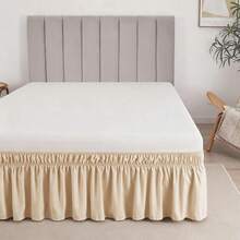 Beige 18" Bettvolant mit Rüschen, 18" Fallhöhe, verstellbarer elastischer Staubrüscher, einfache Passform für Plattformrahmen - Beige - Übersicht 12