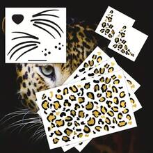1PC Leopard Print And Golden Temporary Tattoos - Retro Style, Sexy Party & Stage Makeup, DIY Face Stickers For Men And Women, DIY Tattoo StickersDramatic Leopard SpotsTemporary Face Stickers - متعدد الألوان - مشاهدة 3