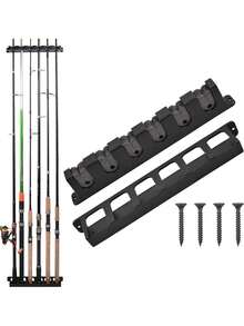 MMSZHL Soporte Horizontal para Cañas de Pescar, Estante de Almacenamiento Negro para 6 Cañas con Protección de Espuma EVA, para Cochera, Barcos y Actividades de Pesca - Negro - Ver 7