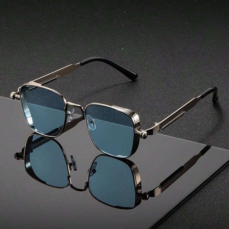 Fashionable New Metal Spring Punk Eyeglasses Large Frame Glasses Suitable For Outdoor Travel - Multicolor - View 1