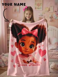 1件可定制文字家庭毯,女孩图案纪念毯。适合女孩、男孩、成人,情人节礼物,轻便,婴儿毯,个性化披毯,个性化照片毯,个性化婴儿毯,新生儿毯,返校时尚,家庭必备 - 彩色 - 查看 2