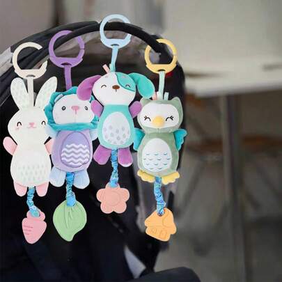 Baby Stroller Hanging Wind Chime Plush Rattle Doll With Bell, Suitable For 0-6 Months Infants, Car Seat Doll, Newborn Gift