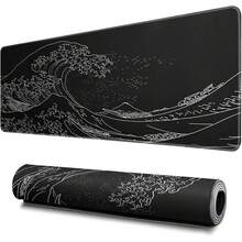MOYAC Mouse Pad para Juegos XXL (300 * 800 mm), Alfombrilla Ratón Impermeable y Antideslizante, Suave y Cómoda, Accesorio de Escritorio, Mousepad para Oficina, Computadoras, Laptops (Olas de Kanagawa) - Samurái - Ver 1
