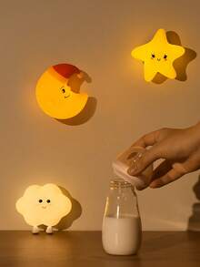 硅胶壁灯 LED床头灯 圣诞拍打硅胶夜灯 USB充电，暖光灯条三档亮度，星星、月亮、云朵图案 - Warm light - 查看 5