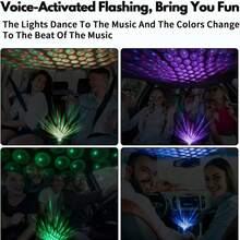 2 piezas Lámpara de proyección de efecto de escenario de ritmo musical USB, Luz de escenario de fiesta LED, Luz LED de ambiente romántico para coche, dormitorio, fiesta - Multicolor - Ver 8
