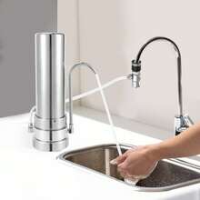 SanBouSi Countertop Filtration System Stainless Steel Countertop Filter Modern Faucet Water Filter Alkaline Water Filter For Home Kitchen Bathroom - Silver - View 9