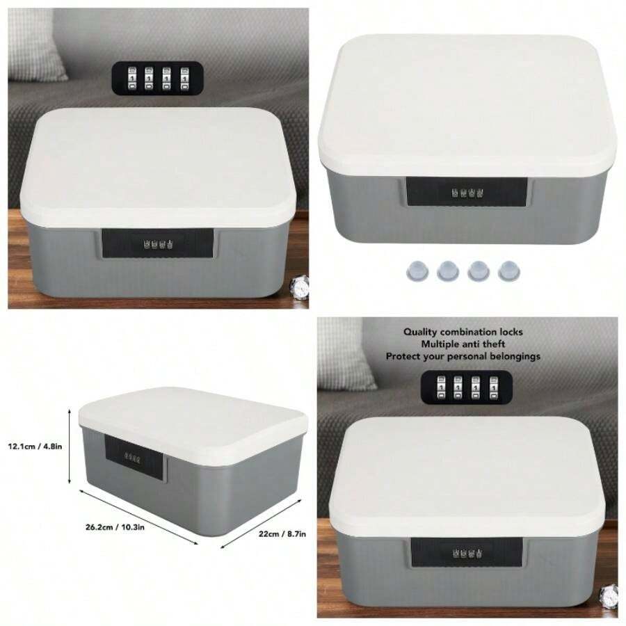 Caja de Privacidad, Bal de Almacenamiento con Cerradura de Capacidad de 9 L, Caja de Resistente Al Fuego para Documentos para Archivos, Diseo Dividido GRAY - Gris - Ver 1