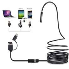 2m 3 In1 7.0MM Endoscope Camera Photos And Videos Suitable For Android System Laptop Notebook Computer Android Mobile High Definition Endoscopy IP67 Waterproof 6 LEDs Adjustable Mocro USB Android Flexible Inspection Borescope Cameras For Mobile Phone PC Soft Wire 1 Pc