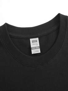 Playera algodón deportiva casual de hombre,  Camiseta de estilo hip-hop urbano , manga corta de corte holgado, bicolor blanco y negro, top casual transpirable de moda, ropa casual Camiseta divertida Moda de verano. - Negro (parte posterior) - Ver 6