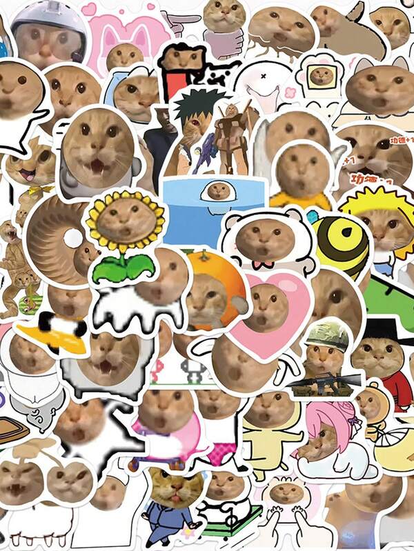 70pcs Abstract Cat Stickers, Fun Style For Motorcycle Helmet, Car, Gift Box, Envelope, Graffiti, Guitar, Notebook, Luggage, DIY Craft, Back To School Supplies, Helmet, Gamer, Laptop, Bike, Gamer Birthday/Party Favors