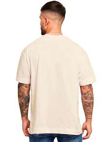 Fashion T-Shirt Streetwear Shirt Plain Premium Summer Winter Oversized T-Shirt Stylish Cotton - Màu Khaki - Xem 4