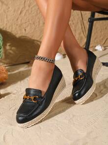 女士新款厚底时尚百搭亚麻编织底休闲鞋。轻便优雅舒适的女士凉鞋。白色、黑色、杏色、红色、绿色、粉色 - 黑色 - 查看 13