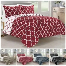 Elegant Comfort All Season Ultra Soft 3pcs Geometric Trellis Comforter Set, Down Alternative Breathable And Comfortable Quilt Luxury Hotel Quality 3 Piece Full/Queen, King/California King And Twin/Twin XL Size Bed Includes 1 Comforter And 2 Pillowcases Bedding Set, Christmas Decorations Gifts, Cozy Winter Styles, Holiday Décor - 酒紅色 - 查看 1